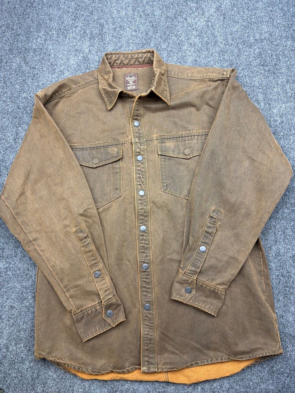 Redhead Brown Faux Leather Men’s Button Up Shirt Size Medium